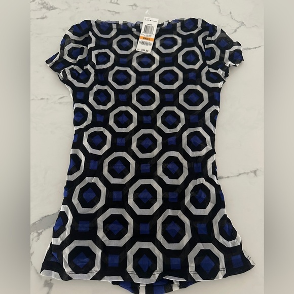 INC International Concepts Geometric Blue & Black Lacey Top NWT size small - Picture 3 of 3